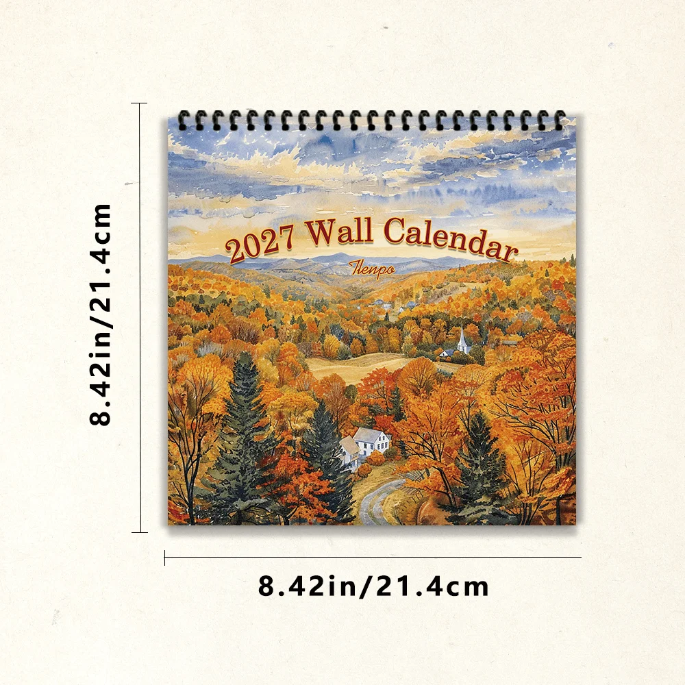1pc 2027 Wall Calendar, Rural Town Theme, 12-Month Monthly Planner, Perfect Gift For Back-to-School Season, Christmas, New Year