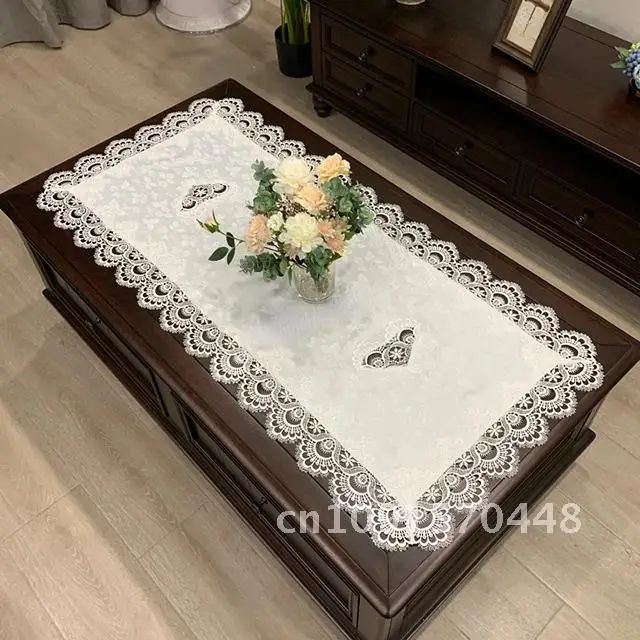 Tablecloth Rectangle Table Cloth European Embroidered Coffee Table Cover Table Western Tea flower Solid Color Fabric Lace Book