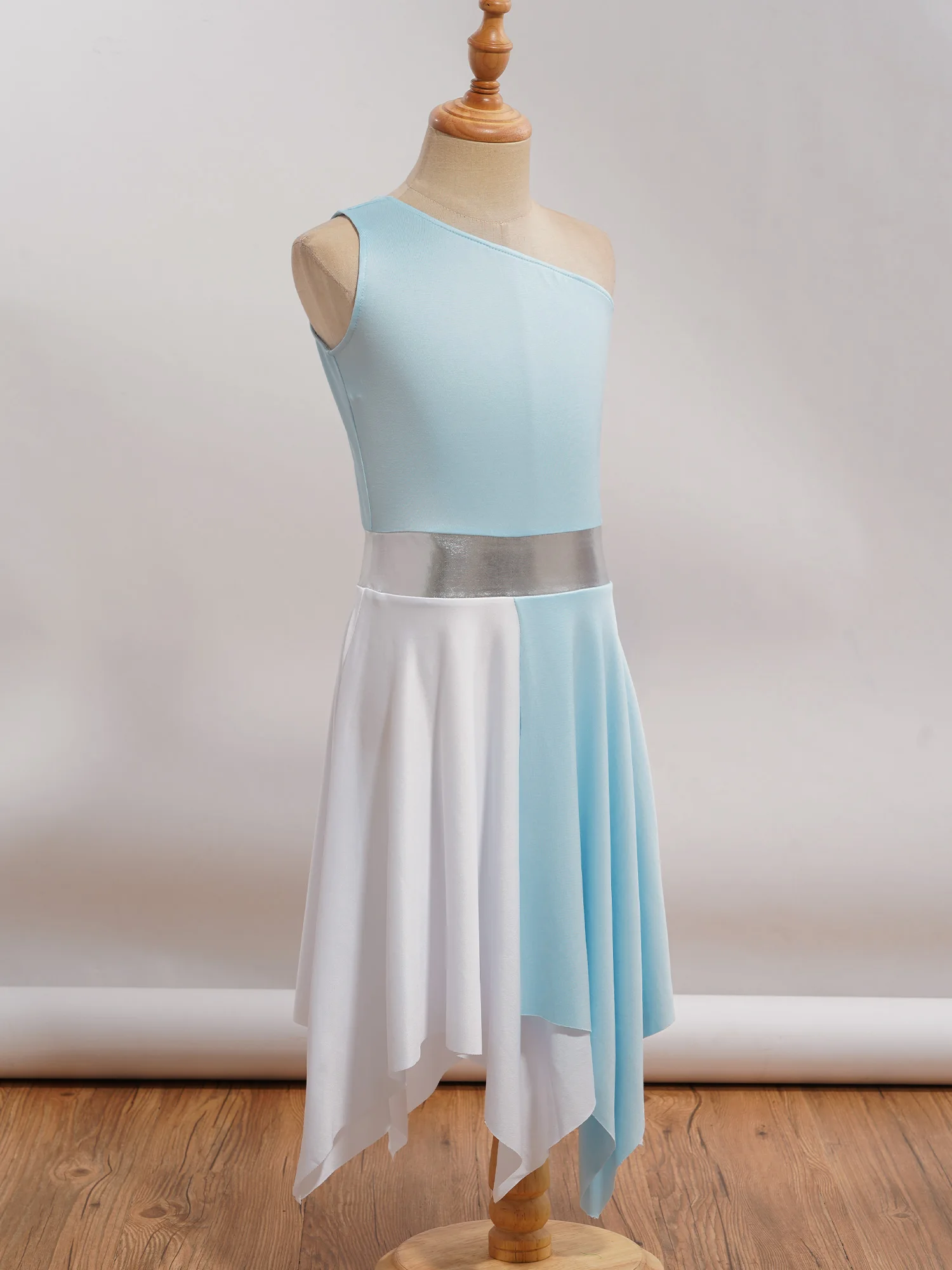 Girl's Praisewear Lyrical Dance Costume One Shoulder Church Modern Praise Dancing Dress Worship Robes Liturgical Dancewear