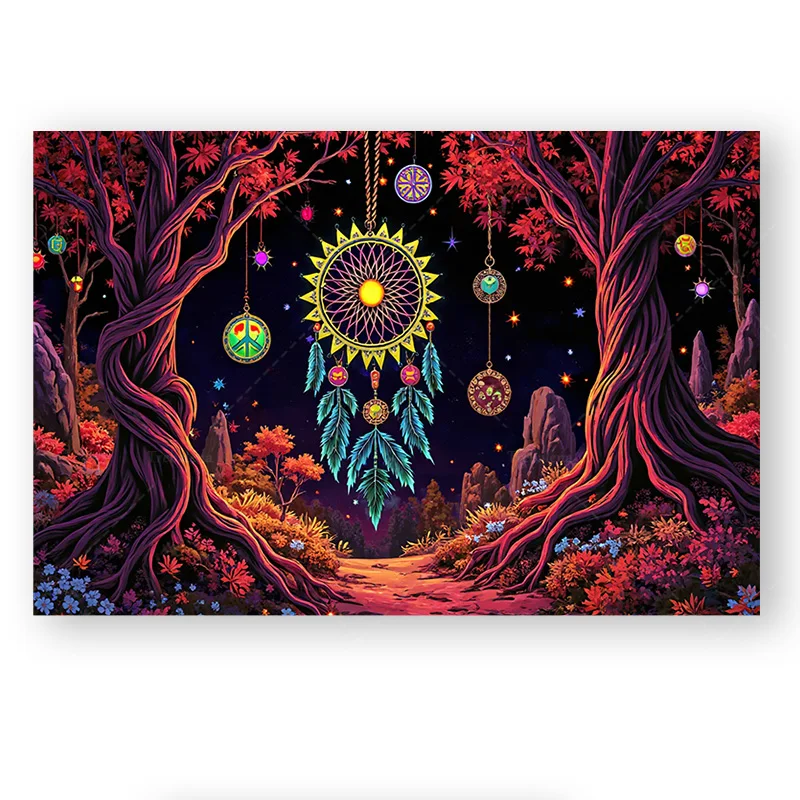 قطعة واحدة من نسيج الحائط بوهو زاك مع مشهد الغابة المسحور والمشاعر الكونية #2