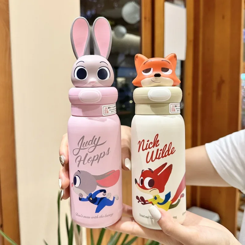 كوب كرتوني لطيف غرزة نيك جودي دمية كوب ماء للأطفال كوب خاص من الفولاذ المقاوم للصدأ للبنين والبنات للذهاب إلى المدرسة