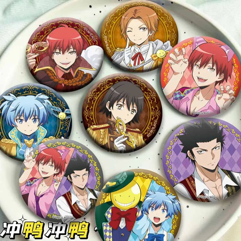 Anime Assassination C-Classroom Round Badge Funny Cartoon Role Playing Brooch Korosensei Nagisa Pins Clothes Hat Bag Accessories