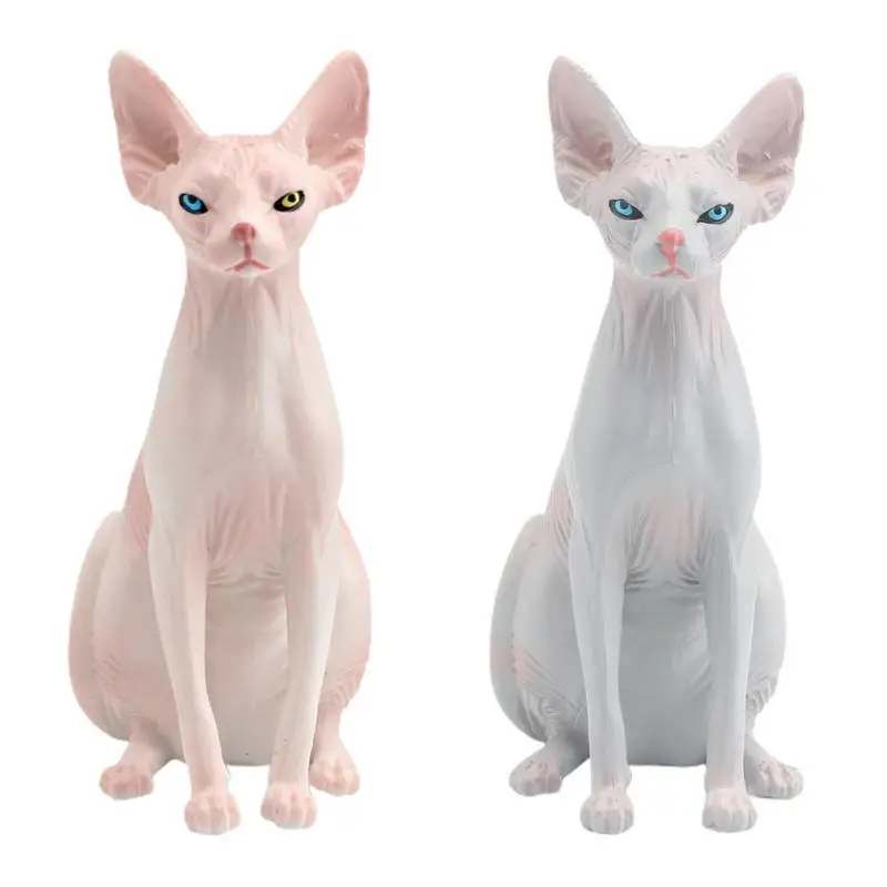 Mini Sphinx Cat Figure Miniature Hairless Cat Model Sphynx Statue 3.74*3.54*1.57in Vivid Sphinx Cat Animal Figure For Home