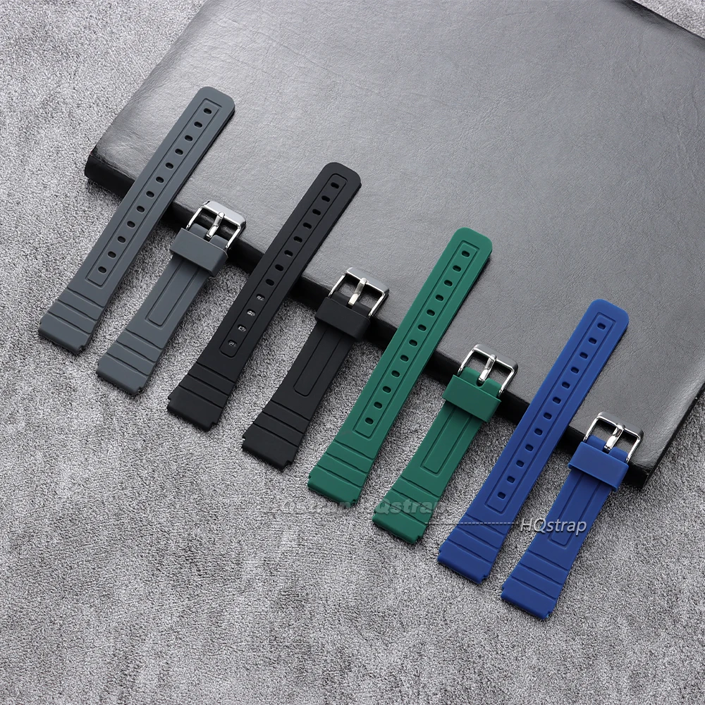 18mm Silicone Watch Strap for Casio W800H Black Bracelet for SGW400 F91W F84 F105/108/A158/168 AE1200/1300 Soft Sport Watchband view 4