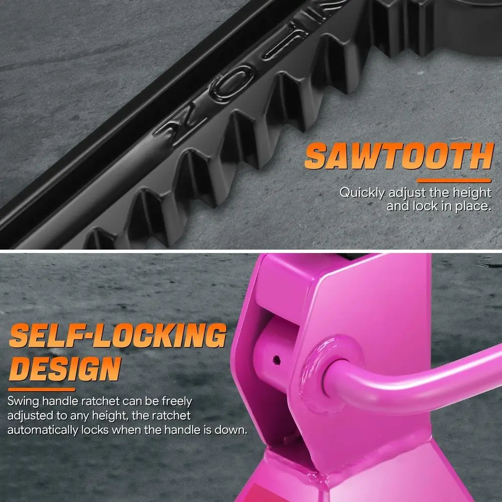 مجموعة عربة ورافعة أرضية هيدروليكية مدمجة بطول 2 طن مع حامل سقاطة باللون الأرجواني، PM-TOL-FJ3P-PR #6