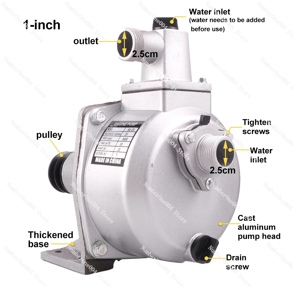 Factory Outlet SU-25 1 Inch Self Suction Fuel Engine Pulley Pump for Agricultural Irrigation