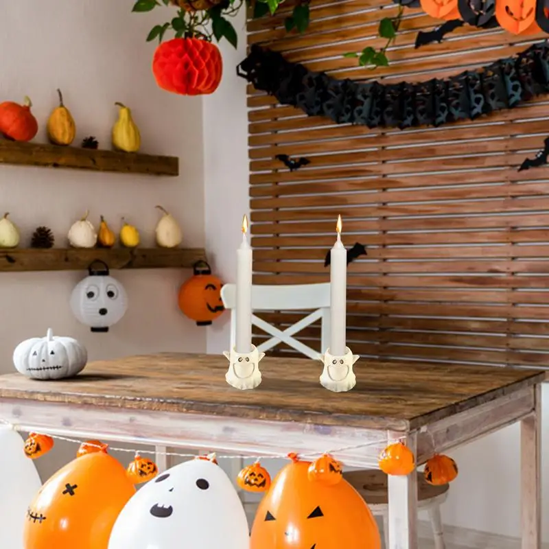 Portavelas de Halloween, soporte votivo de calabaza de resina fantasma para decoración de ambiente para sala de estar, estufa de té para el hogar, adornos de aromaterapia