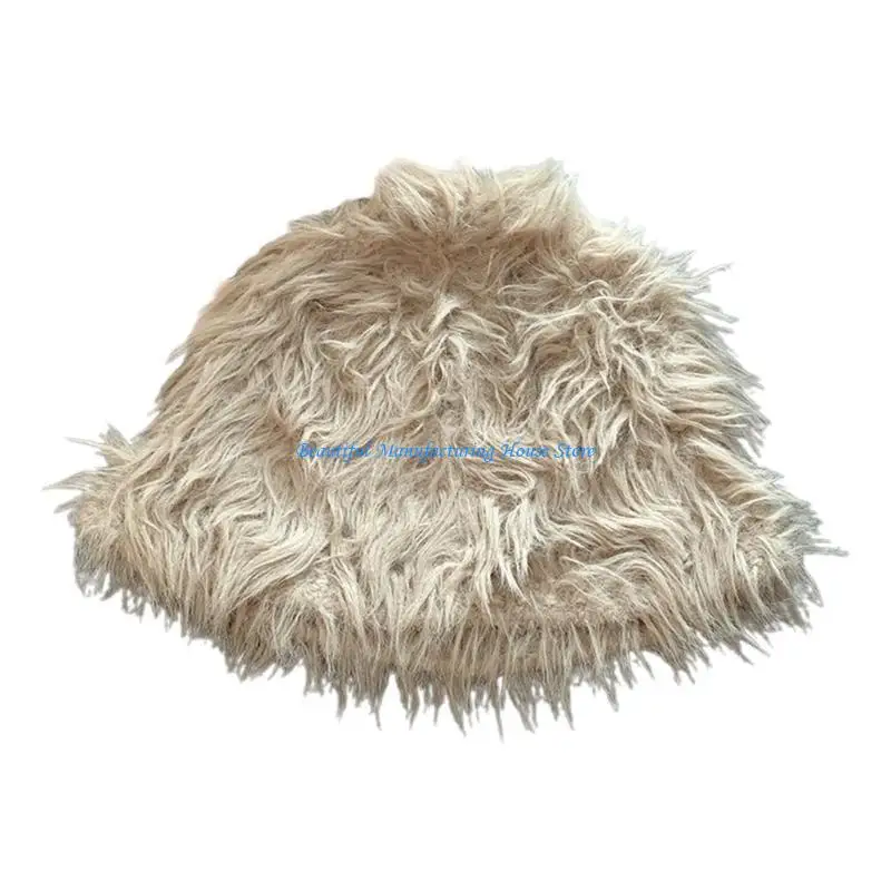 

E56A Plush Wide Brim Bucket Hat Winter Fisherman Hat Thicken Plush Fisherman Hat for Adult Teens Keep Warm Commute Hat