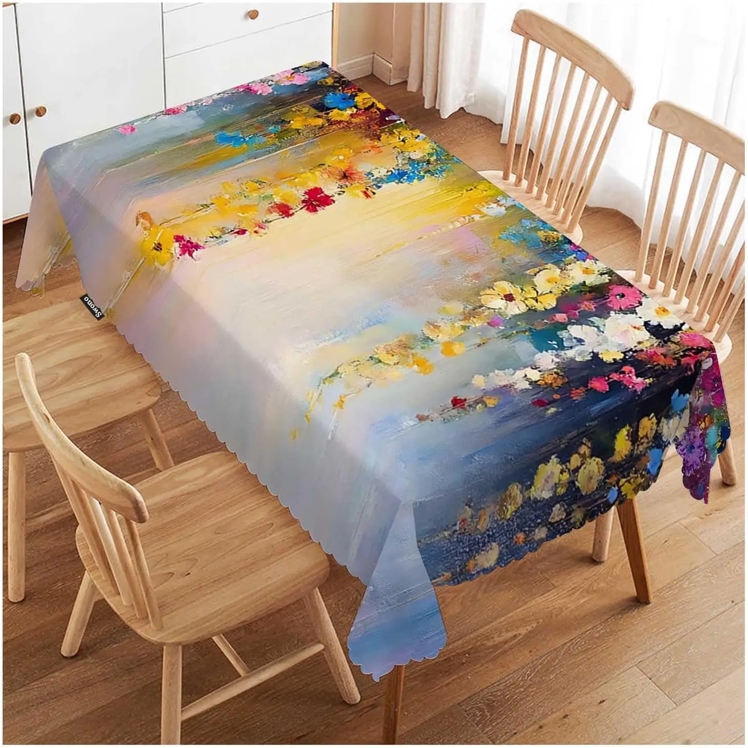 Floral Watercolor Tablecloth Home Decoration Dining Table Cover Romantic Spring Summer Party Supplies for Kitchen Decor