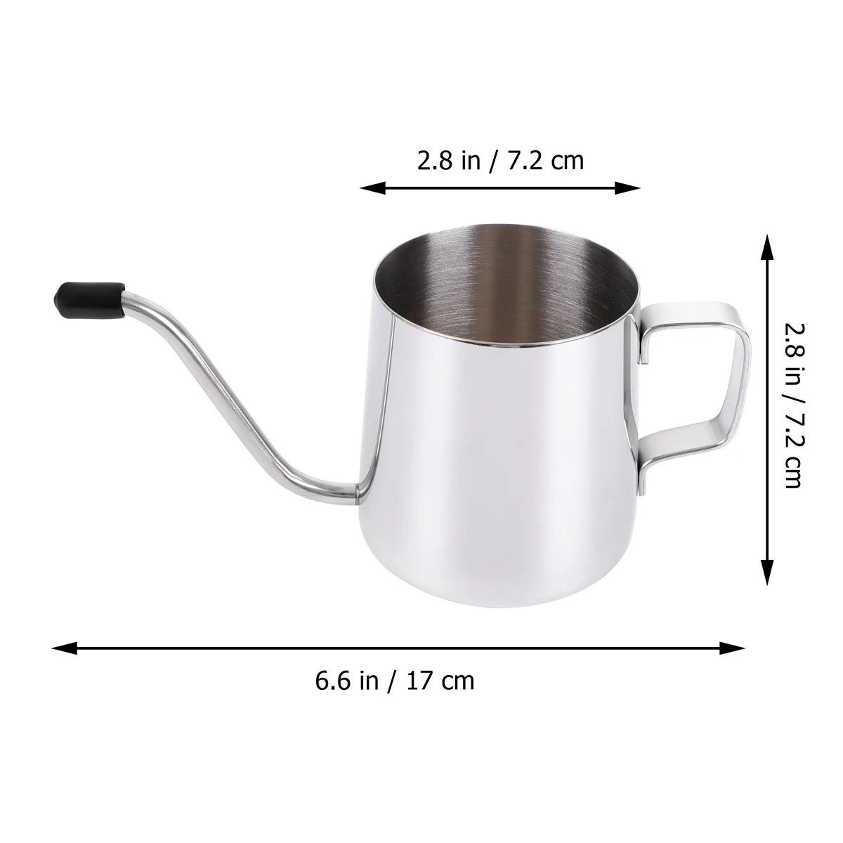 1 قطعة إبريق قهوة من الفولاذ المقاوم للصدأ 250 مللي غلاية يدوية للاستخدام المنزلي الفضة غير قابل للصدأ صنبور طويل القهوة شاكر