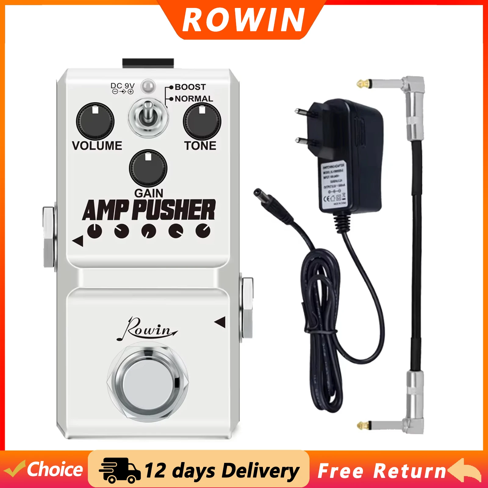ROWIN LN-323 AMP PUSHER Pedal Guitar Overdrive Effect Pedal Ture Bypass Mini Pedal Full Metal Case Electric Guitar Parts