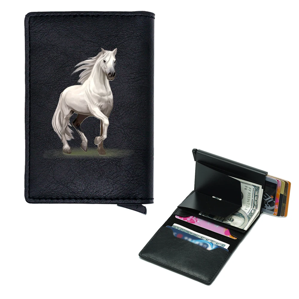 

Funny White Horse Cover Rfid Credit Card Holder Men Wallets Bank Cardholder Case Small Slim Thin Mini Women Wallet