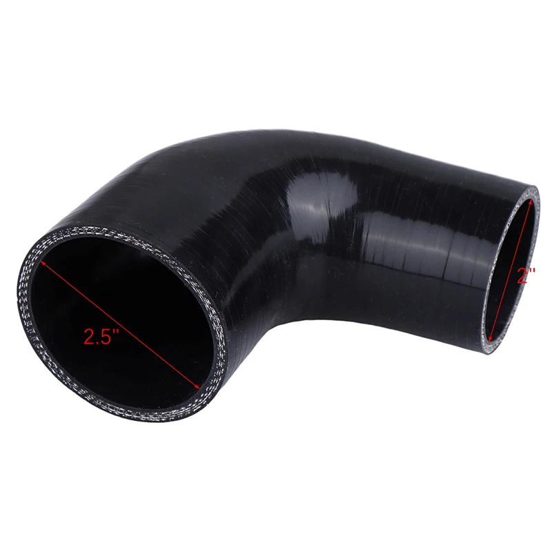 

1Pcs Silicone 2.5 to 2 Inch ID (63mm to 51mm) 90 Degree Elbow Joiner Bend Tube Reducer - Black