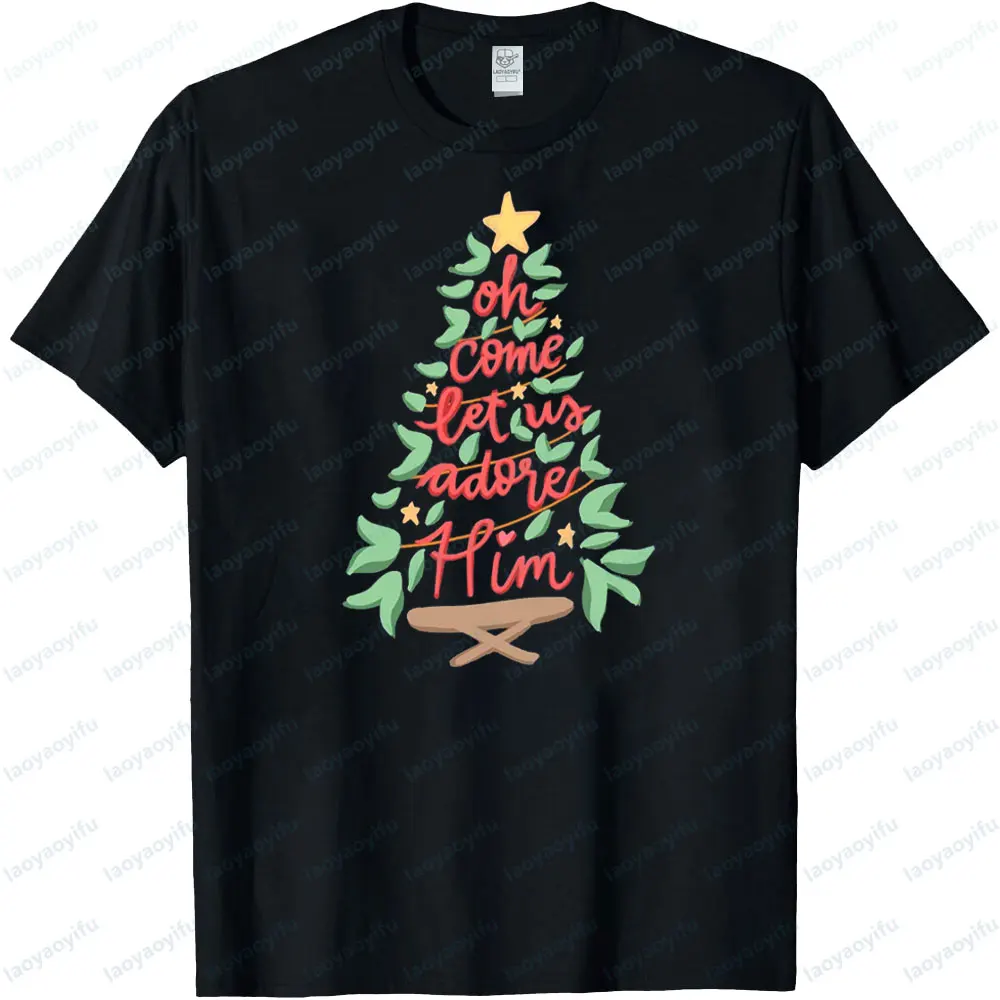 Christmas Christian Cotton Shirt Jesus Christmas Nativity T-Shirt Religious Christmas TShirt Men Women Casual Festival Costumes