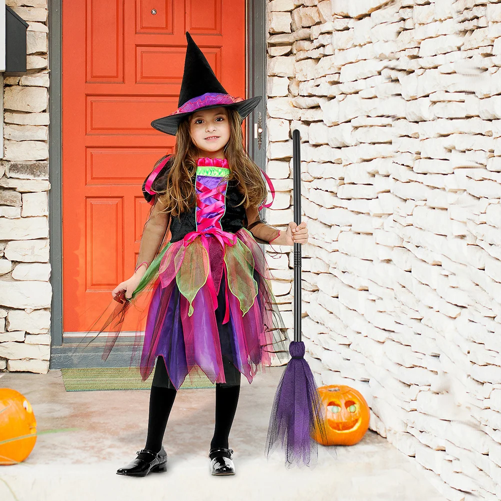 2pcs Witch Broom Prop Lightweight Portable Halloween Decoration For Kids Women Men Costume Party Decor Broomstick