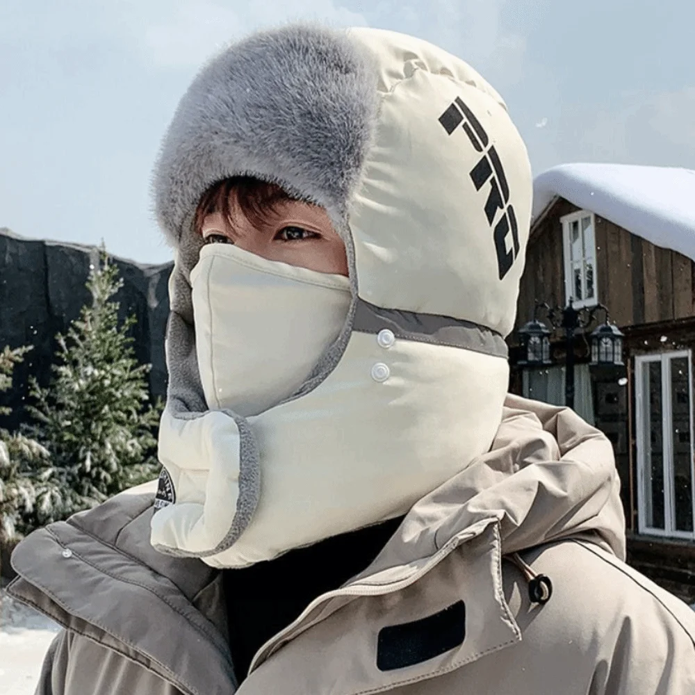 

Simple Removable Mask Winter Mask Hat Windproof Head Cover Riding Lei Feng Hat Waterproof Velvet Warm Ski Hat Women/Men