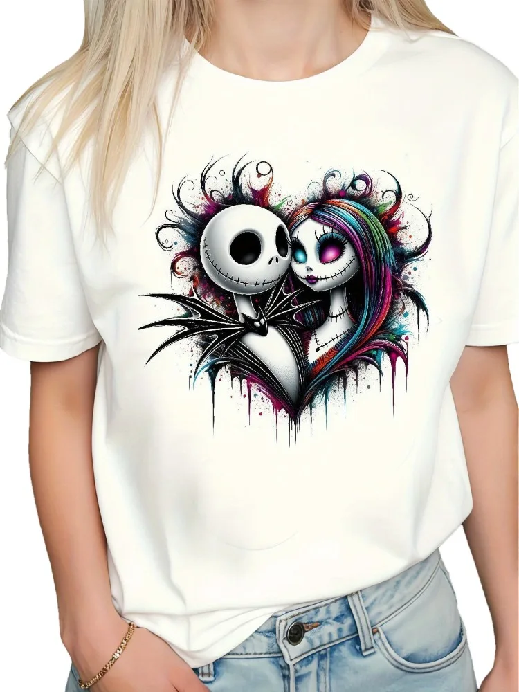 المرأة منقوشة قصيرة الأكمام تي شيرت Y2K نمط عادية الربيع الصيف والخريف قمة الموضة الكرتون الفن طباعة الشارع الشهير حجم كبير #1