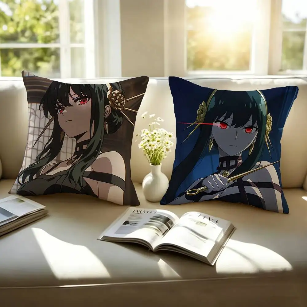Hot Anime Character y-Yor Forger Pillow Case Square Double-Sided Sofa Cushion Cover Bedroom Bedside Pillow