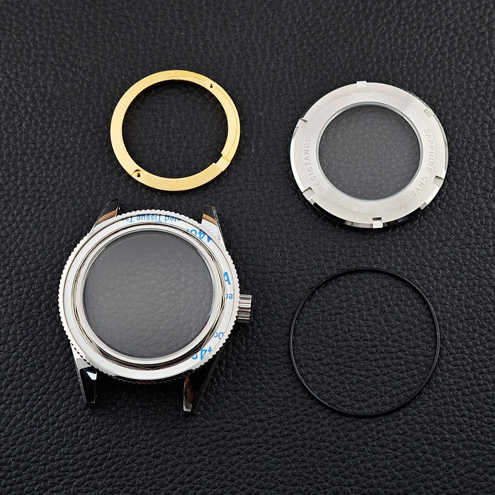 Obudowa męskiego zegarka w kolorze srebrnym, 41,7 mm, z mechanizmem M8215, akcesoria, szafirowa tarcza, zegarek na rękę 31 mm, pudełko na zegarek.