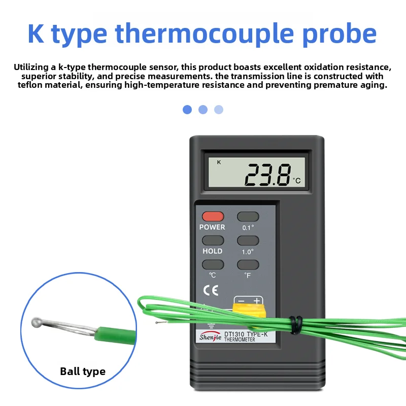 Industrial High Accuracy Digital Display Contact Thermometer Thermocouple Probe Temperature Measuring Device for Tin Furnace