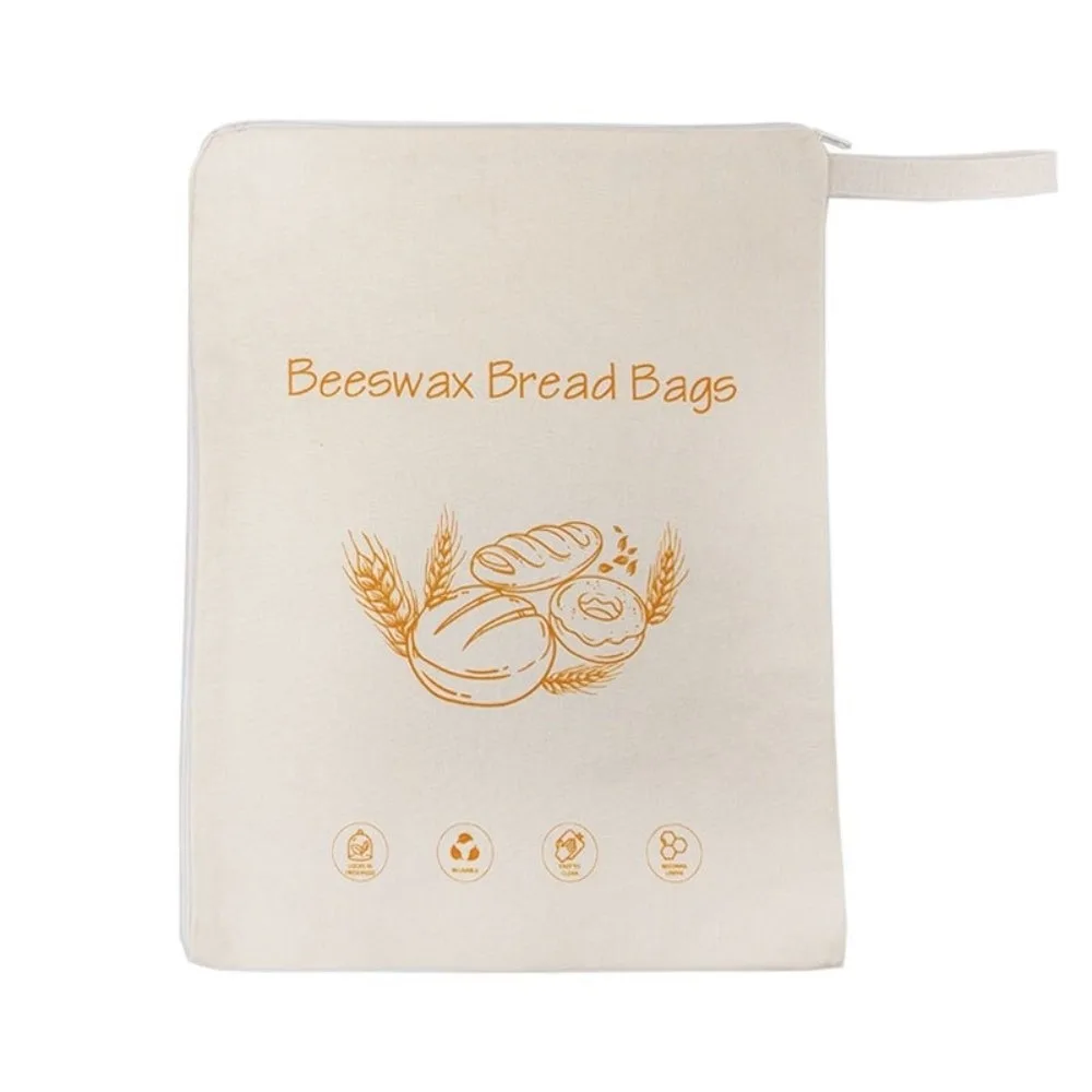 

Moisture Lock Beeswax Bread Bags L Shaped Zipper Large Capacity Sourdough Storage Bags Reusable Cotton Fabric