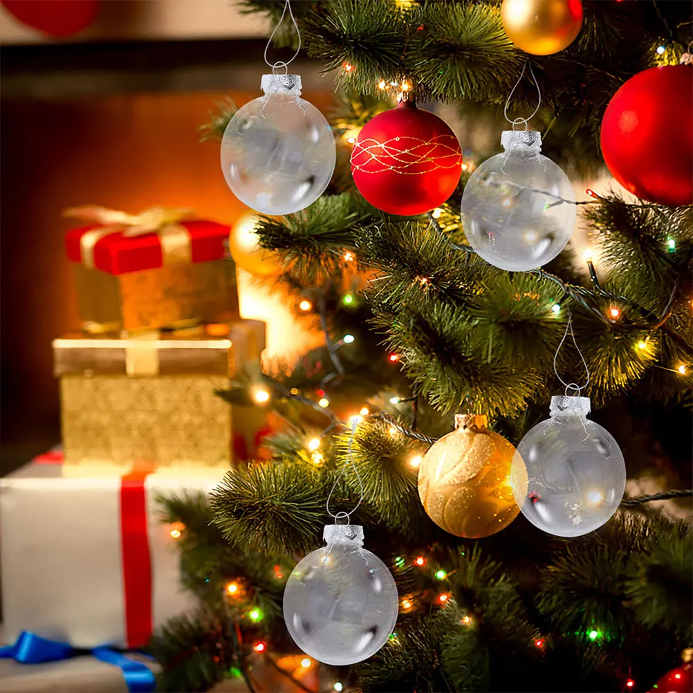 

24Pcs Clear Plastic Flat Ornaments Transparent Fillable Oval Baubles for Christmas DIY Crafts Holiday Party Decor