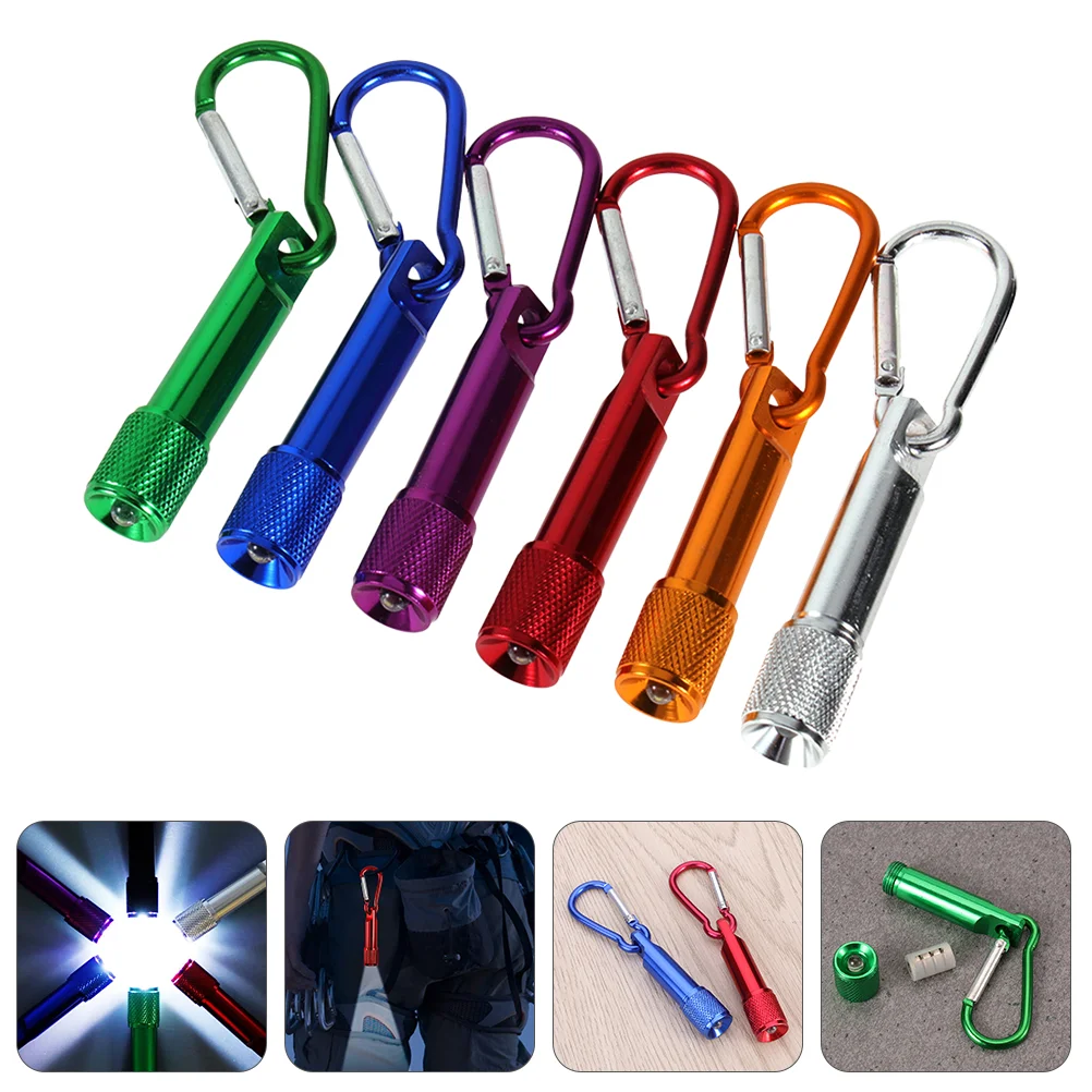 

6 Pcs Mini Flashlight Outdoor Lighting Tool at Night Small Flashlights Aluminum Alloy outside Carabiner Portable for Use