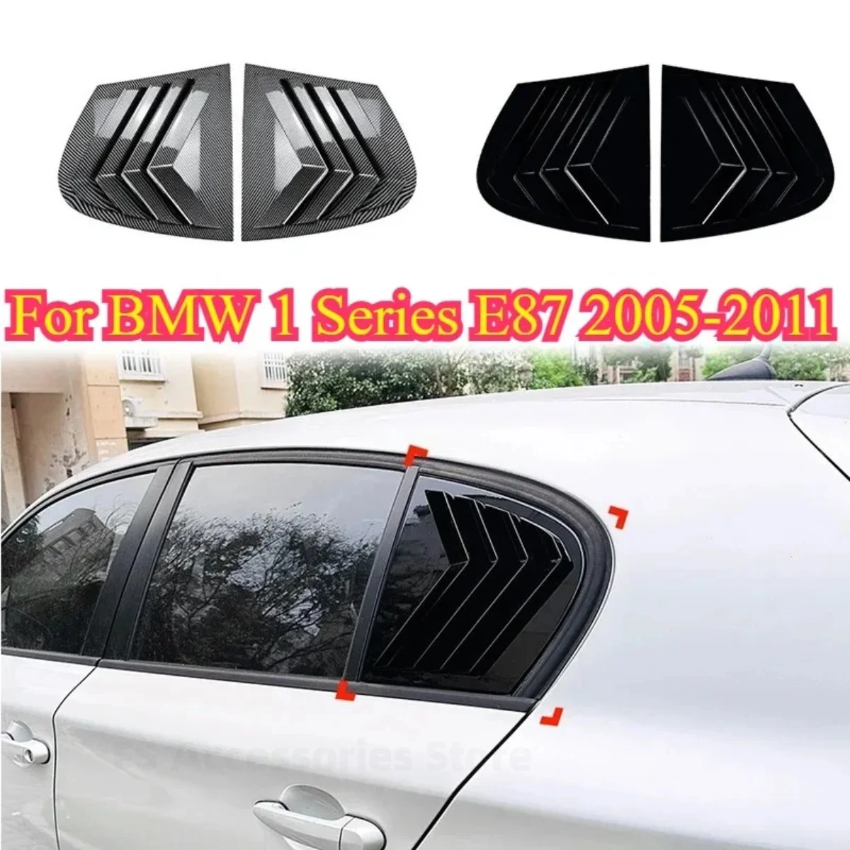 

E87 louvers For BMW 1 Series E87 118i 120i 2005-2011 Car Rear Window Shutter Louver Blind Shade Sticker Trim Cover Body Kits