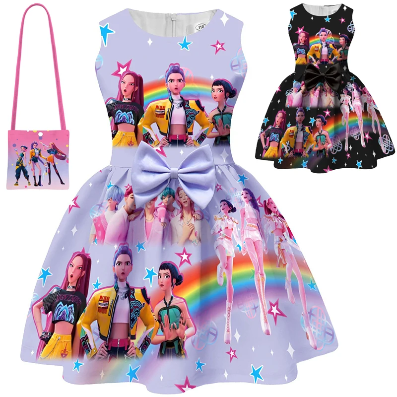 

Kpop охотники на демонов, летняя модная детская одежда, платье принцессы для девочек Rumi Mira Zoey, детский подарок на день рождения, костюм на Хэллоуин