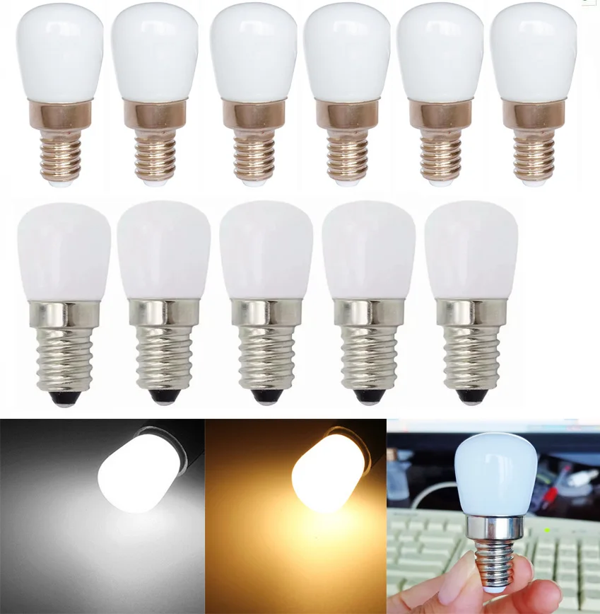 10X  LED Fridge Light Bulb E14 E12 3W Refrigerator Corn bulb White LED Lamp SMD2835 Replace Halogen Lights 110V 220V 12V 24V