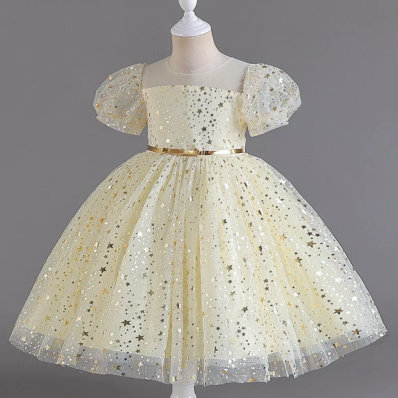 Children wedding dress stage costume sequin princess dress girl's short sleeved dresses Dresses For Bridesmaids Children Wedding