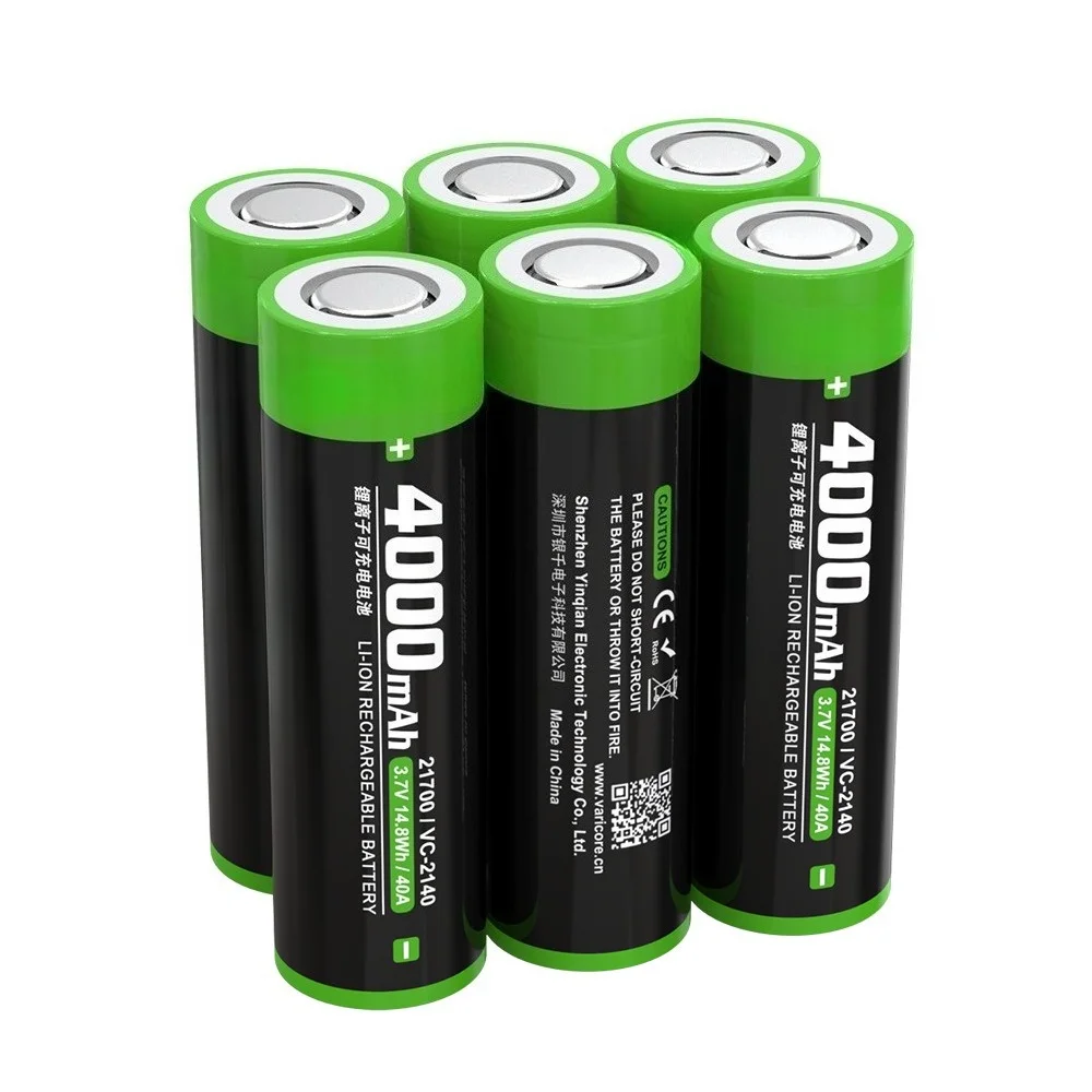 3.7 فولت 21700 بطارية ليثيوم 4000 مللي أمبير خلية الطاقة 40A التفريغ المستمر للدراجة الإلكترونية/الطائرة بدون طيار/Vape/RC بطارية ليثيوم أيون قابلة للشحن