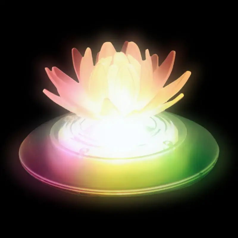 

1PC Solar Realistic Lotus Lamp Powered LED Flower Light Floating Fountain Pond Garden Pool Lamp Gradient Pond Light