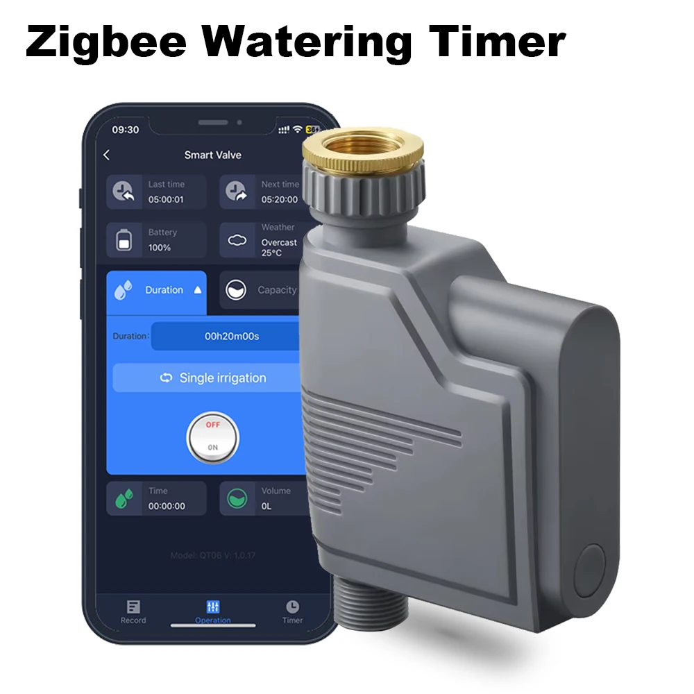 Tuya Smart Zigbee Watering Timer Smart Sprinkler Drip Irrigation System Built-in Water Flow Recorder Water Controller