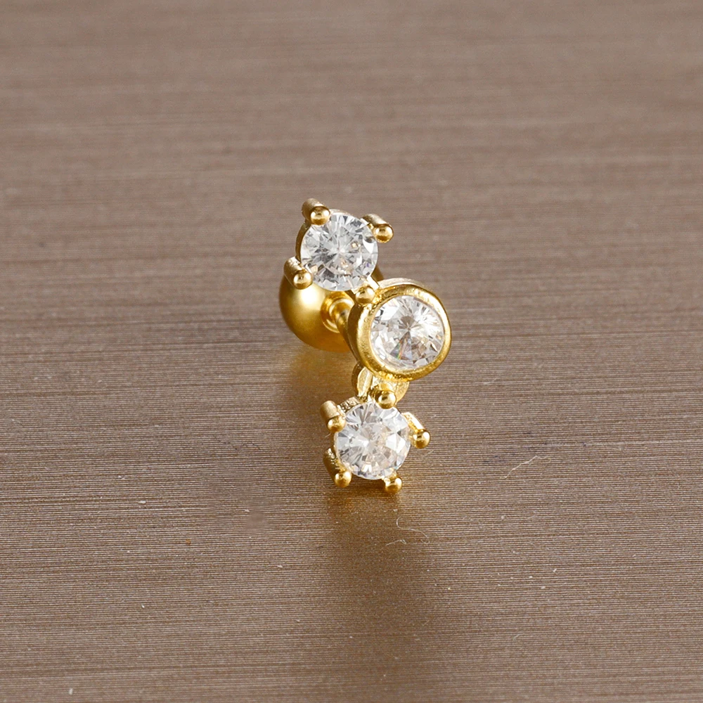 Mini Zircon Cartilage Piercing Stud Earring, 6 Styles