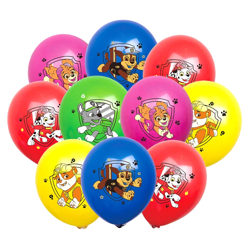 10 Uds. Globo de la patrulla canina de dibujos animados, decoración para fiesta de cumpleaños con temática de perro, globos de látex, suministros de