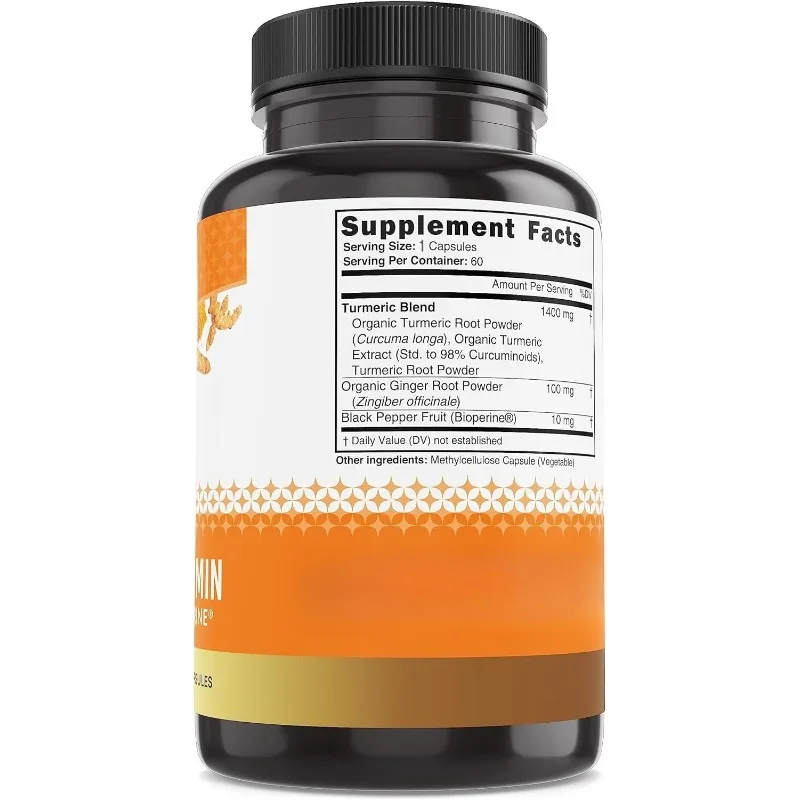 Turmeric Curcumin Capsules with Ginger and Bioperine Ginger Root Powder - Joint Immune Health Support
