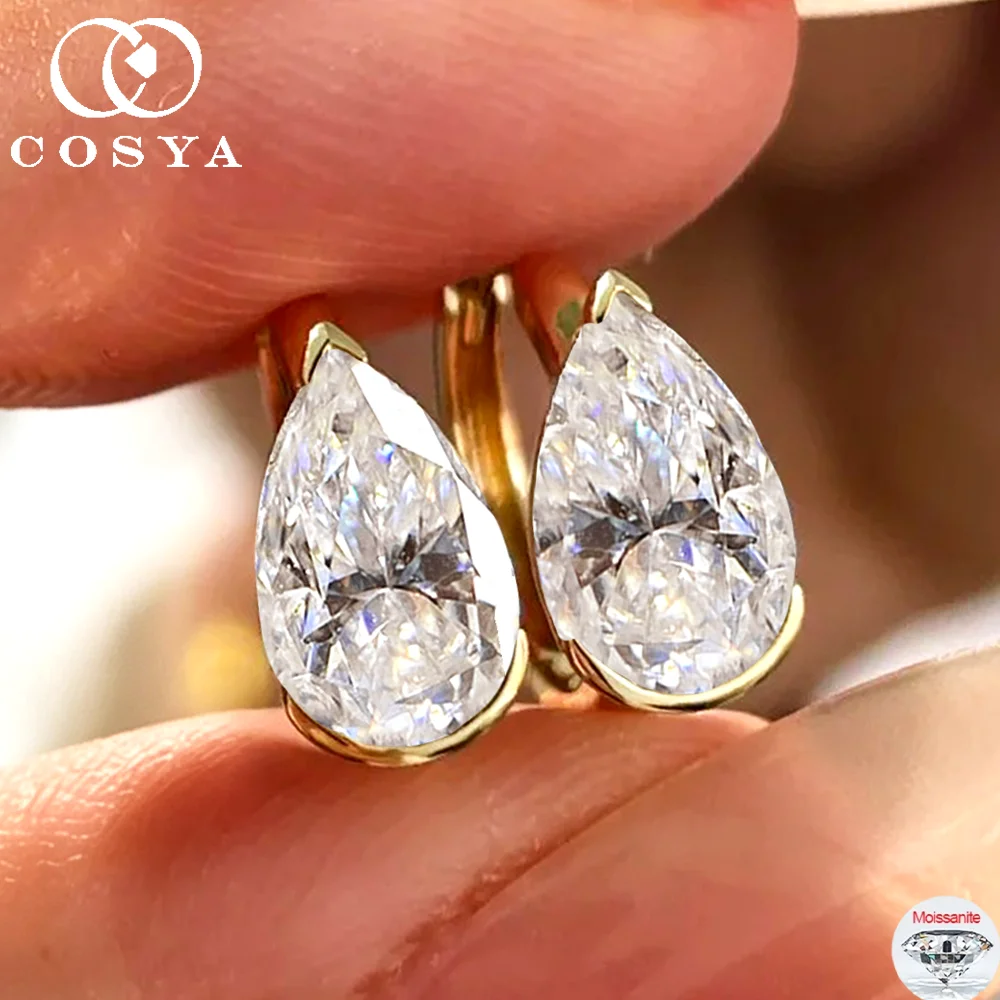 cosya-05-1ct-ペアカット-モアサナイト-ハギーフープピアス-女性用-s925シルバーメッキ-18kゴールド-水滴型-デイリーファインジュエリー-ギフト