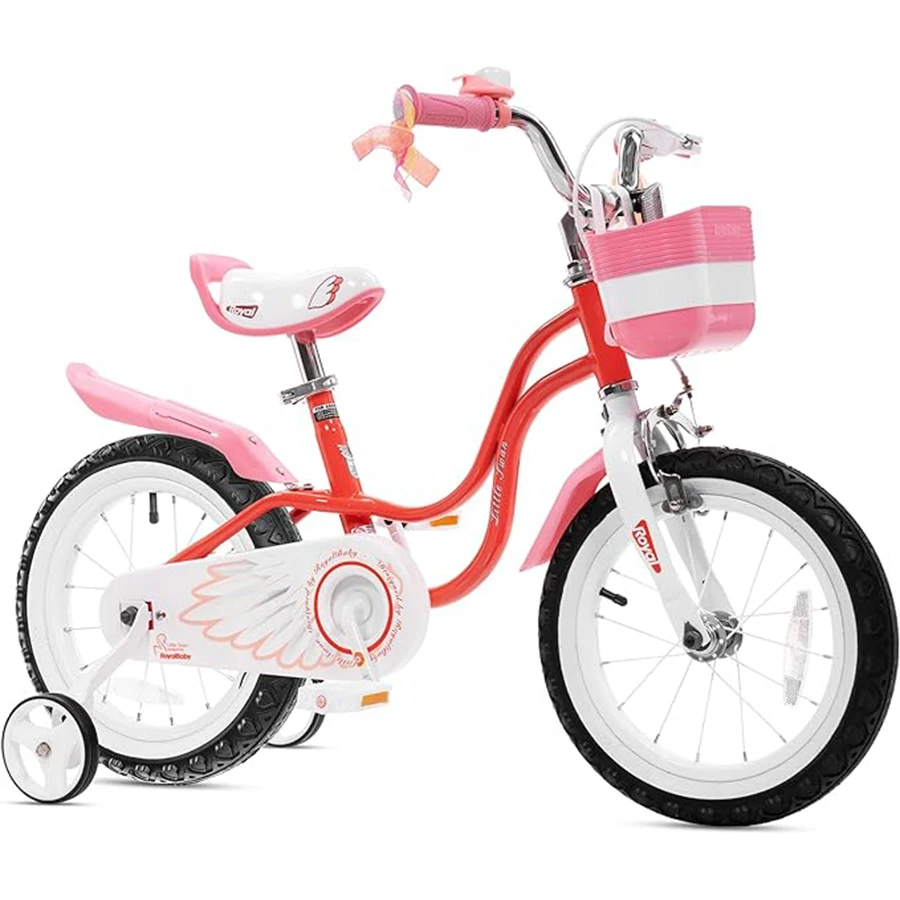 RoyalBaby Girls Princess Bike bici per bambini con ruote da allenamento cestino bambino principiante bicicletta per bambini rosa 16 pollici età 4-7 anni