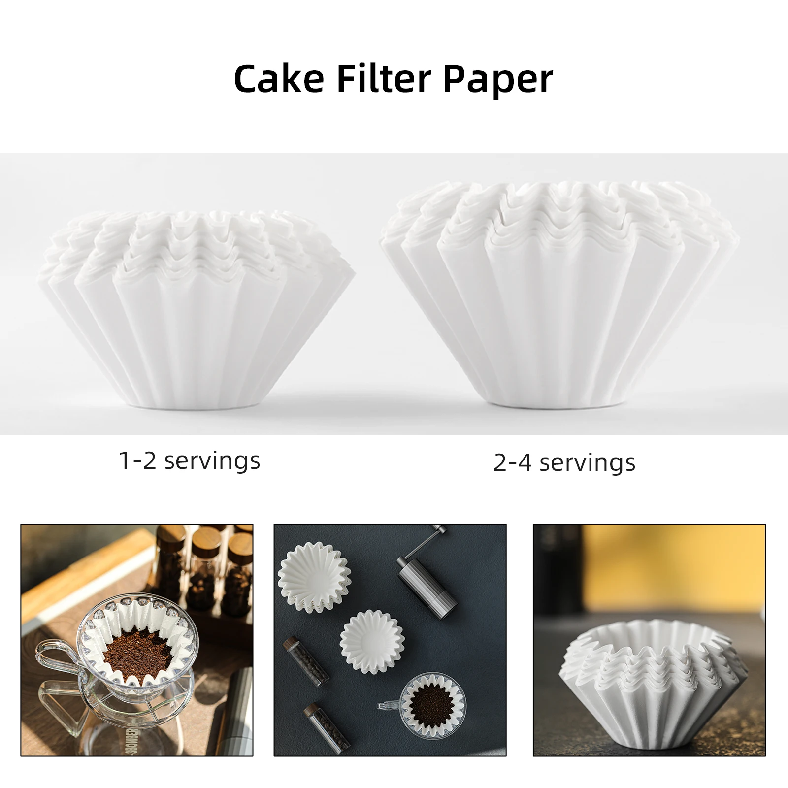 MHW-3BOMBER 50 Pieces Cake Coffee Filter Paper 1-4 Cup Basket Espresso Filters Disposable Pour Over Dripper Barista Accessories