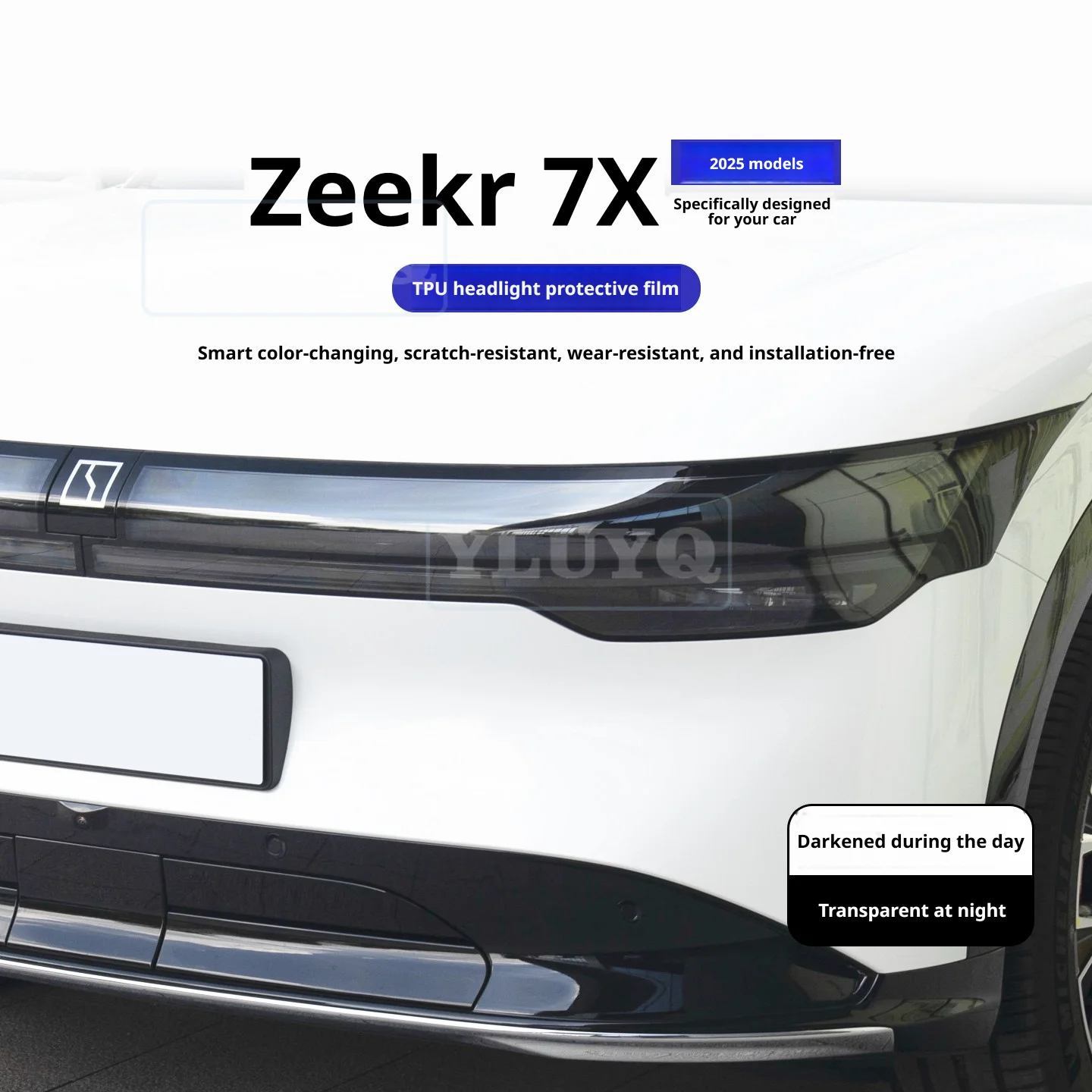 For 2025 Zeekr 7X Light-Control Color-Changing Headlight Film Front and Rear Light Film TPU Car Cover Protective Film