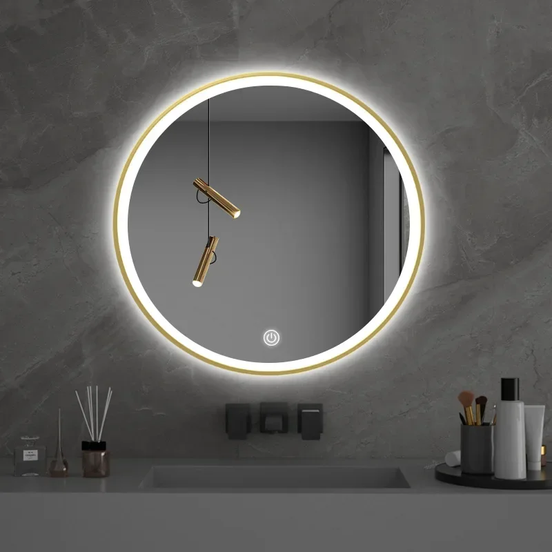 Glass mirror touch screen illuminated Smart mirror round framed wall mounted bathroom LED mirror hotel bath vanity mirrors