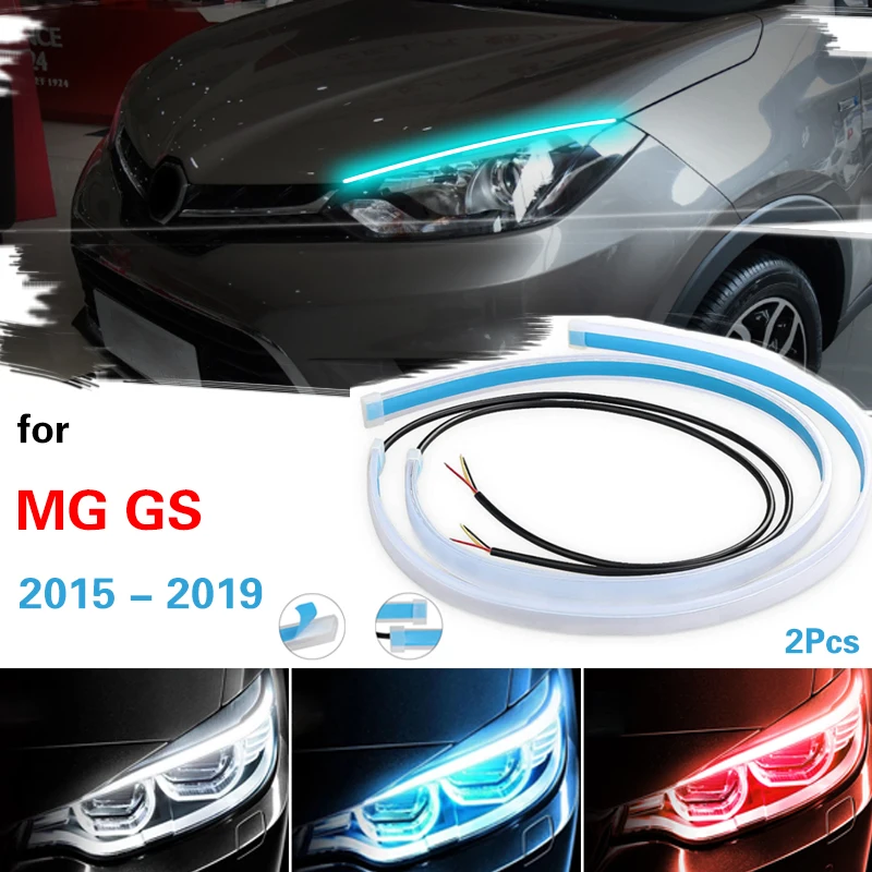 

2pcs LED DRL For MG GS 2015-2019 Car Daytime Running Light Flexible Waterproof Flow Strip Auto Headlights Turn Signal Lamp 12V