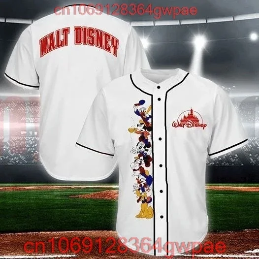 Mickey Mouse Baseball Shirts Disney Magic Kingdom Shirts Men's Casual Sweatshirts Disney Baseball Jerseys Vintage Shirts