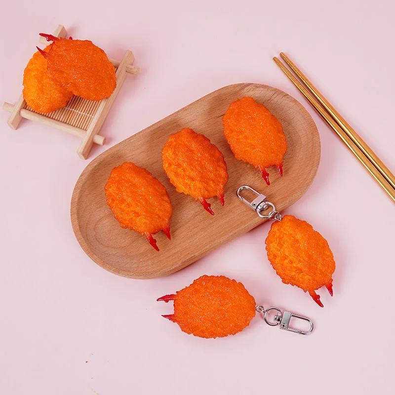 

Simulation Fried Crab Claws Keychain Japanese Cuisine Tempura Delicious Food Charms Car Key Ring Bag Pendant Accessories