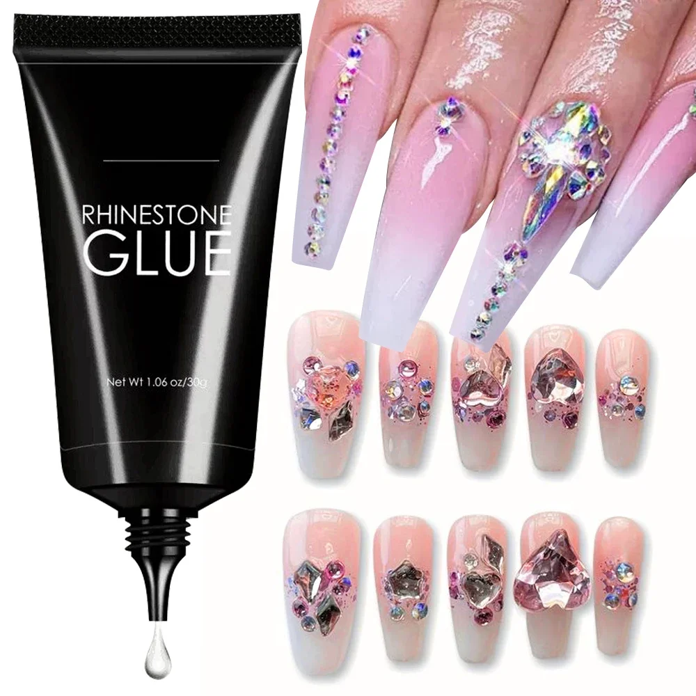 1pc Nail Rhinestone Glue Gel for Nails 30g Super Strong Adhesive Gel for Nail Gem Jewelry Glitter Crystals Beads Diamonds Charms