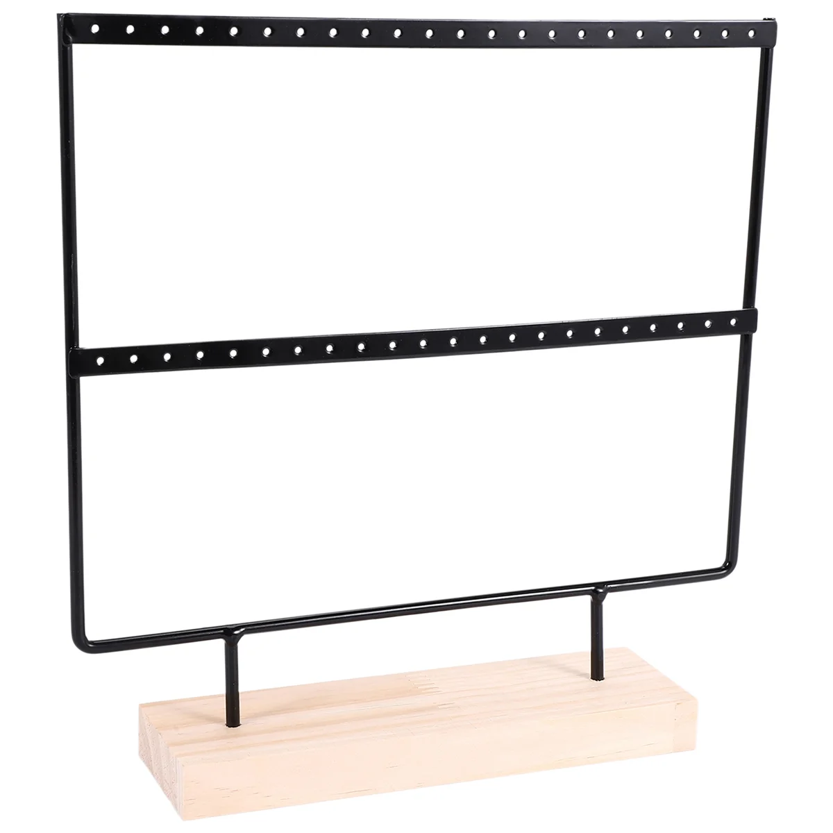 

Wood 44 Holes Earrings Organizer Holder Necklaces Rack 2 Layers Jewelry Display Stand Jewelry Accessories Jewelry Findings（Black