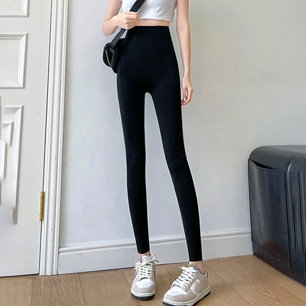 Leggings slim fit Leggings a vita alta Gite casual Tessuto microelasticità Design tinta unita Adatto per tutte le stagioni