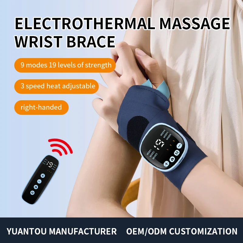 

Magnet Wrist Electric Massager Smart 9 Modes USB Rechargeable Vibration Relieves Tenosynovitis Heating Compress Wrist Brace