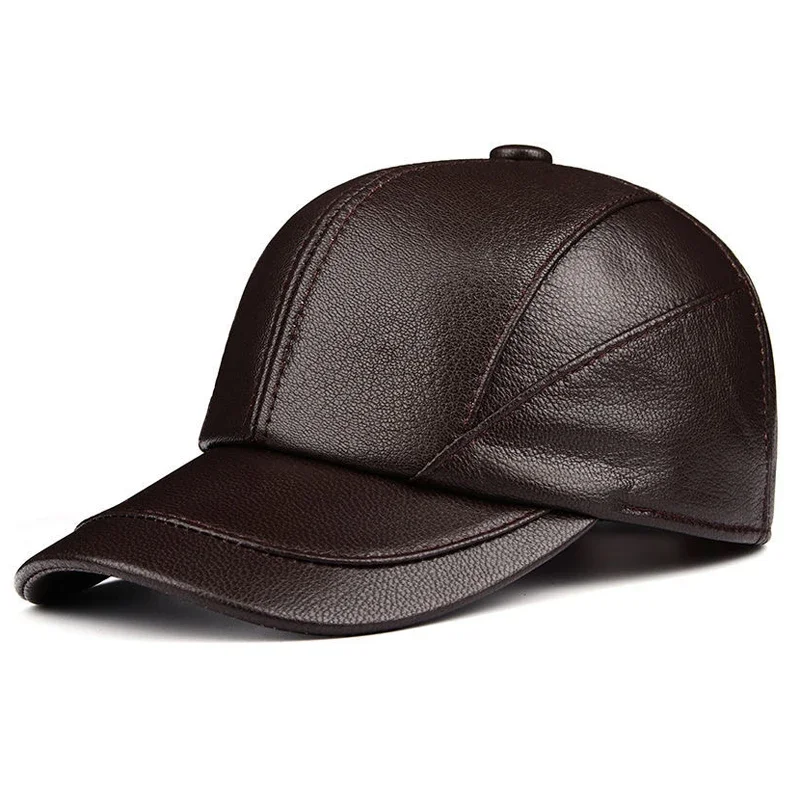 

Sports Baseball Cap Men Genuine Leather Duck Tonue Hats Male Casual Punch Hockey Golf Leather Baseball Cap Three-Dimensional